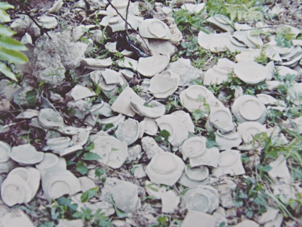 1998년 화원면 사동리 인근 가마터 주변에서 발견된 초기청자 파편.