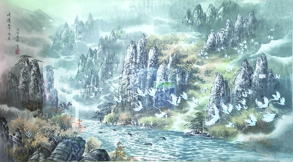  영일만소주방에 걸린 북한산수화. 