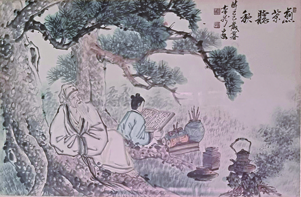 서림이발관에는 다양한 남종화 그림이 걸려있다.(남곡 정동복의 노승도) 