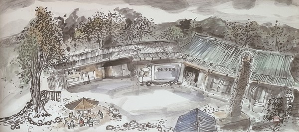 삼산주조장에 걸린 조병연의 삼산주조장 옛 건물.