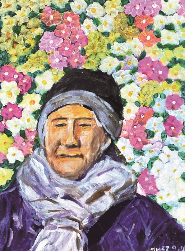 이성례씨가 캔버스에 직접 그린 나의 어머니.