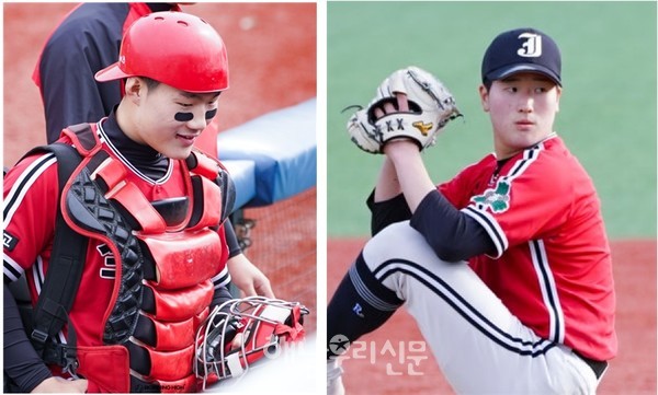 해남리틀야구단 출신 이한림(사진 왼쪽)과 이호민 선수가 각각 LG와 KIA에 합류한다.
