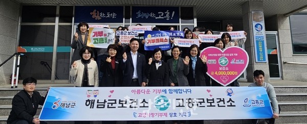 해남군보건소와 고흥군보건소가 고향사랑기부금을 상호기탁했다