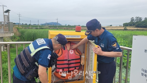 황산파출소가 장마에 대비해 공사현장, 침수예정지 등을 사전 점검했다.