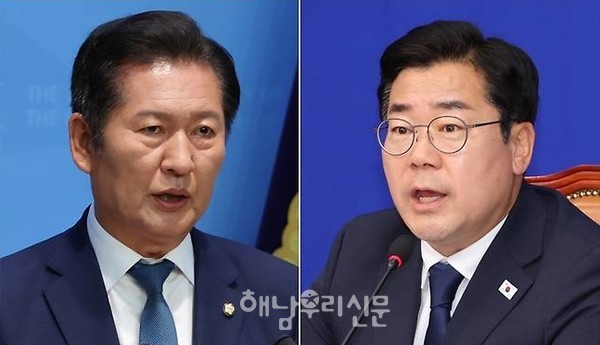                                 정청래 민주당 당대표 후보            박찬대 민주당 당대표 후보
