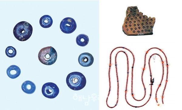 송지면 군곡리엔 유리구슬을 자체 제작한 공방이 있었다.(군곡리 발굴 유리구슬과 거푸집, 현산면 분토리 발굴 녹니석 유리 목걸이)