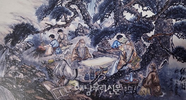 신선도 세계명인인 남곡의 전시회에선 요즘 보기 힘든 신선도를 만날 수 있다.